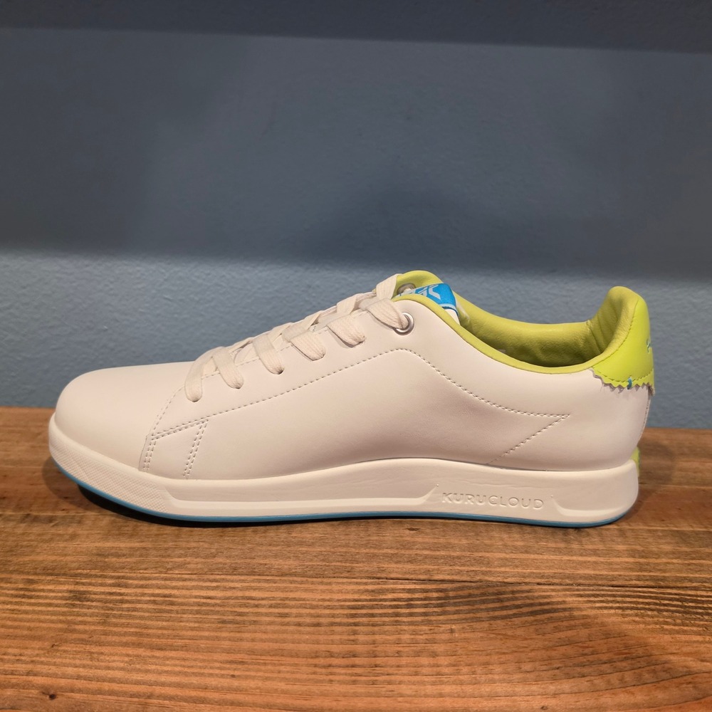 Kuru Womens Roam Court Sneakers White Lime Blue Leather  Comfort Shoes 10 - Picture 7 of 11